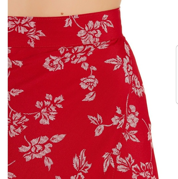 Flynn Skye Wrap It Up Red Floral Slit Maxi Skirt - Picture 4 of 6